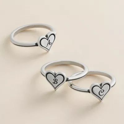 Delicate Heart Initial Ring in Sterling Silver - Image 2