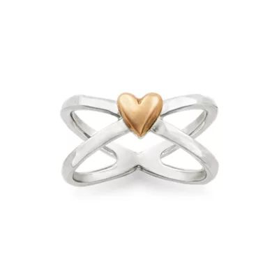 Cross Your Heart Ring in Sterling Silver and Bronze