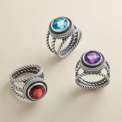 Twisted Wire Gemstone Ring in Sterling Silver - Image 2