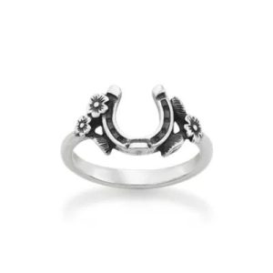 Floral Horseshoe Ring in Sterling Silver