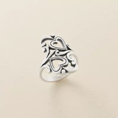 Swirls and Scrolls Hearts Ring in Sterling Silver - Image 2