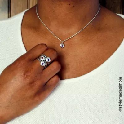 Keepsake Heart Birthstone Ring in Sterling Silver - Image 3