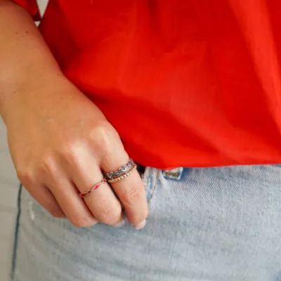 Hearts and Beads Ring in Sterling Silver - Image 3