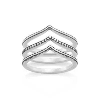 Chevron Ring Set in Sterling Silver