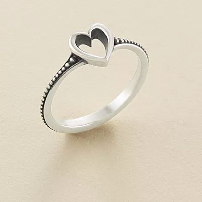 Delicate Heart Beaded Ring in Sterling Silver - Image 2