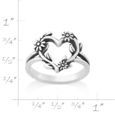 Flowering Vines Heart Ring in Sterling Silver - Image 7