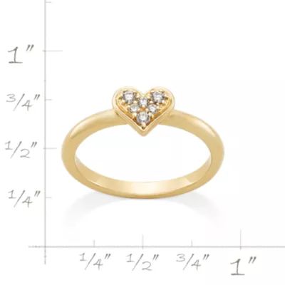 Delicate Pave Diamond Heart Ring in 14K Yellow Gold - Image 8