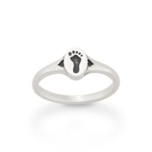 Footprint and Hearts Ring in Sterling Silver