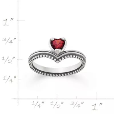 Beaded Chevron Heart Gemstone Ring in Sterling Silver - Image 5