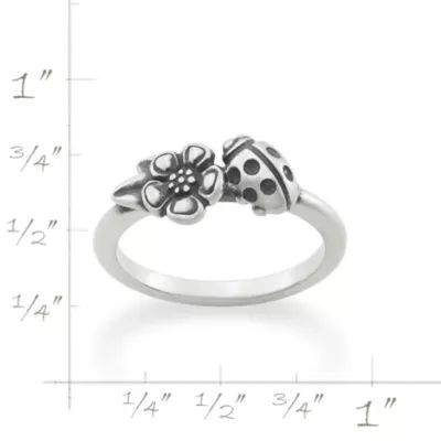 Ladybug and Flower Ring in Sterling Silver - Image 4