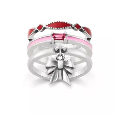 Cordoba, Enamel Gemstone and Bow Dangle Ring Stack