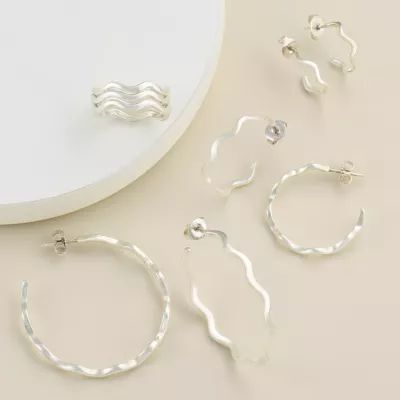 Squiggle Hoop Earrings in Sterling Silver - Image 5