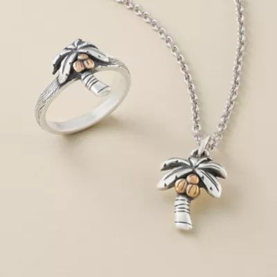 Tropical Palm Tree Ring in Sterling Silver and Bronze - Image 3