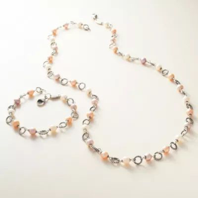Twisted Wire Link Bracelet with Multi-Colored Cultured Pearls in Sterling Silver - Image 2