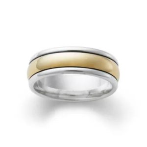 Simplicity Wedding Ring in Sterling Silver and 14K Yellow Gold