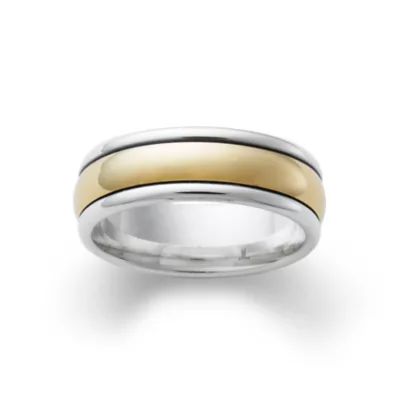 Simplicity Wedding Ring in Sterling Silver and 14K Yellow Gold