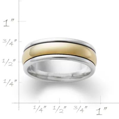 Simplicity Wedding Ring in Sterling Silver and 14K Yellow Gold - Image 2
