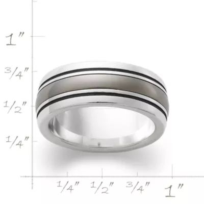 Classic Smooth Wedding Ring in Sterling Silver and Titanium - Image 2