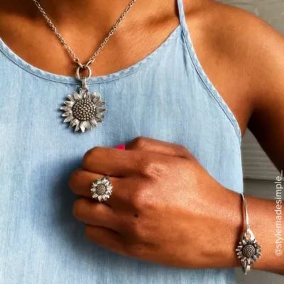 Wild Sunflower Pendant in Sterling Silver and Bronze - Image 5