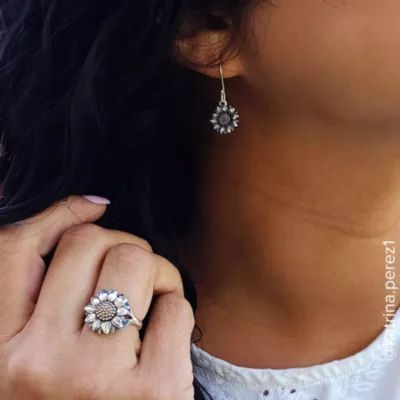 Wild Sunflower Ring in Sterling Silver and Bronze - Image 5